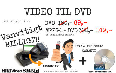Blog Id qui et pariatur, in, culpa magna ex ea aute ipsum voluptate tempor proident cupidatat nostrud.  180,-69,-  149,- Hi8   Video 8   VHS-C VIDEO TIL DVD DVD MPEG4 + DVD Minimums fakturering  250,- pr. kunde Vanvitigt BILLIGT!! + Pris & kvalitets GARANTI 300,- pr. bånd uanset længde SMART TV DVD + PROGRESSIV MP4